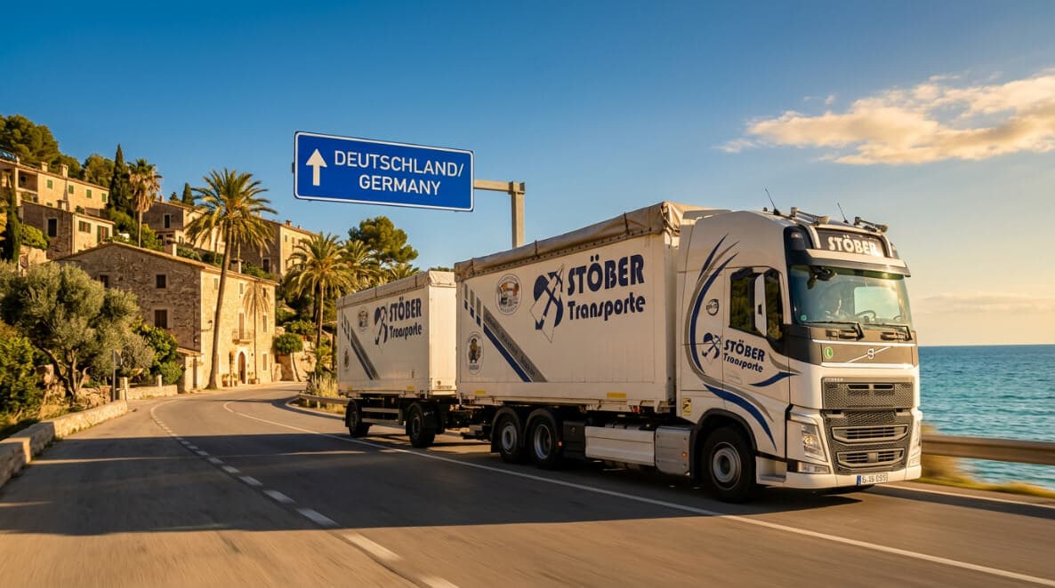 Stöber Transporte LKW auf der Route zwischen Spanien und Deutschland